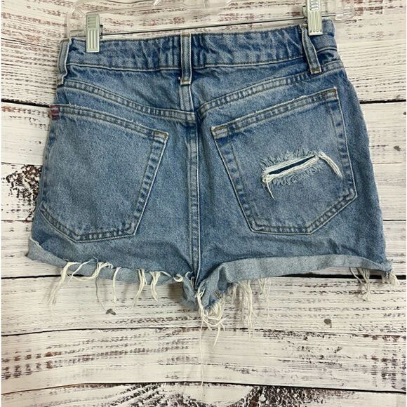 BDG shorts womens Sz 27 jeans summer cut out distress Blue Denim Ripped Western - Picture 4 of 12